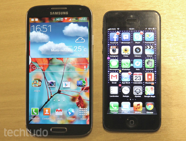 Galaxy S4 vs iPhone 5 (Foto: Allan Melo / TechTudo)