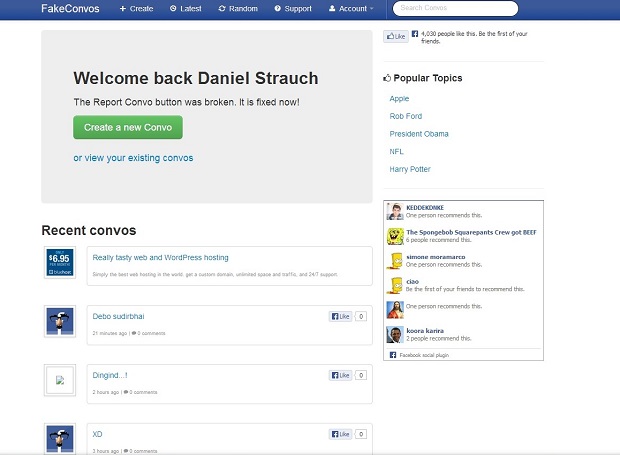App permite que você crie conversas no Facebook (Foto: Reprodução)
