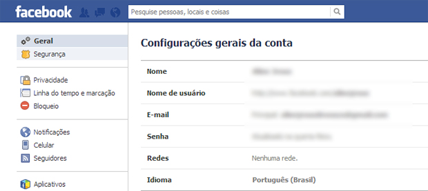 Em "Segurança" é possível configurar opções de segurança do Facebook (Foto: Aline Jesus/Reprodução)