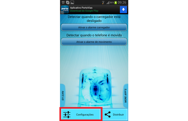 Selecione a opção marcada para personalizar a sirene do aplicativo (Foto: Reprodução/ Daniel Ribeiro)