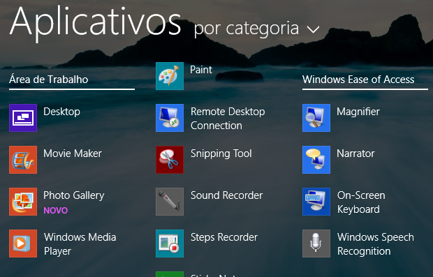 Aplicativos para o desktop listados primeiro (Foto: Reprodução/Helito Bijora)