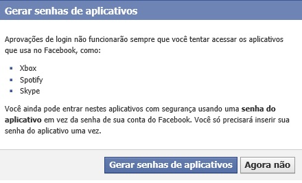 Criando senha para os aplicativos no Facebook (Foto: Reprodução/Carolina Ribeiro)