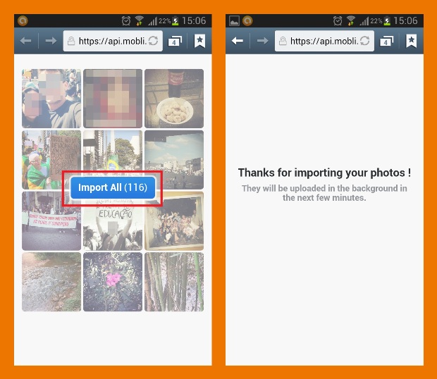 Importando as fotos do Instagram para o Mobli (Foto: Reprodução/Lívia Dâmaso)
