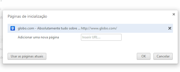 Alterando página inicial do Chrome (Foto: Reprodução/Helito Bijora)