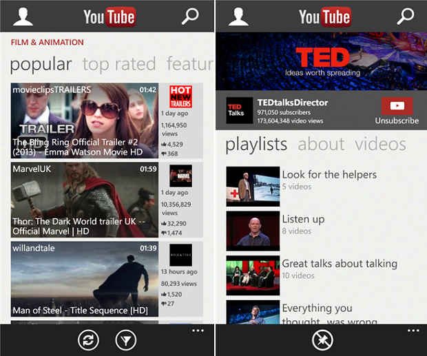 YouTube ganhou versão oficial para Windows Phone (Foto: Divulgação)