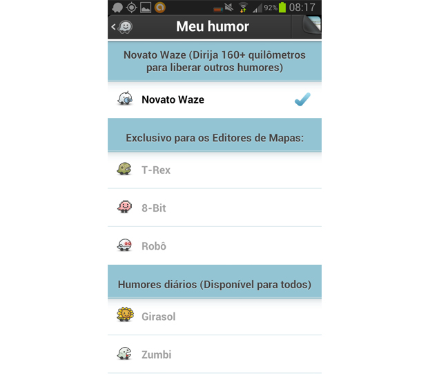 Usuário pode customizar seu avatar no Waze (Foto: Reprodução/Aline Jesus)