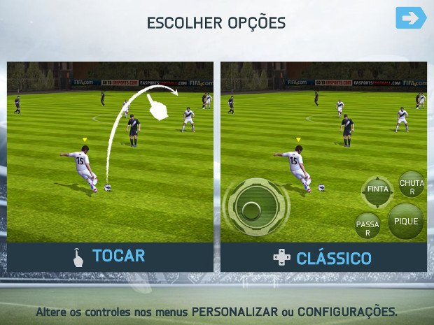 FIFA 14 para smartphones tem duas opções de controles (Foto: Reprodução / Dario Coutinho)