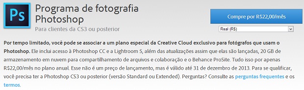 Plano para usar Photoshop e Lightroom está disponível no Brasil (Foto: Divulgação)