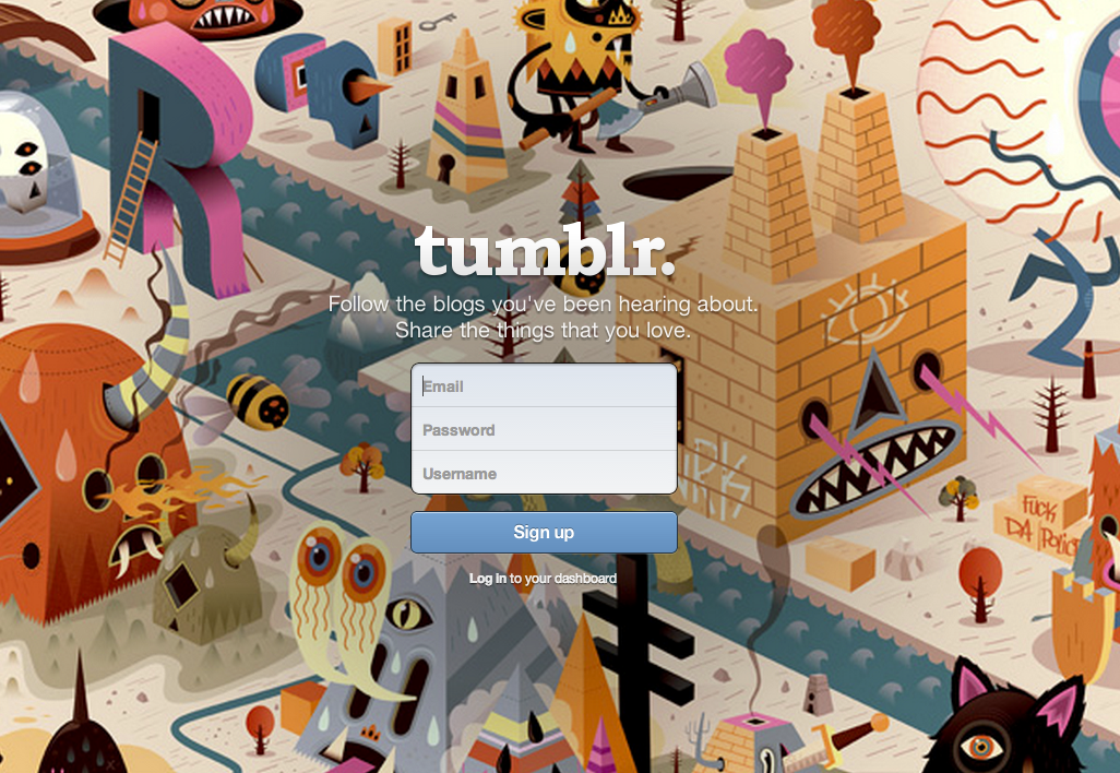Página inicial do Tumblr, plataforma de blogs e rede social num só lugar (Foto: Reprodução/Tumblr)