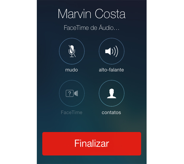 Chamada de voz com o FaceTime do iOS 7 (Foto: Reprodução/Marvin Costa)