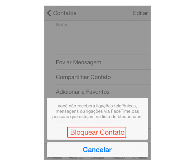 Confirmando o bloqueio do contato no iOS 7 (Foto: Reprodução/Marvin Costa)