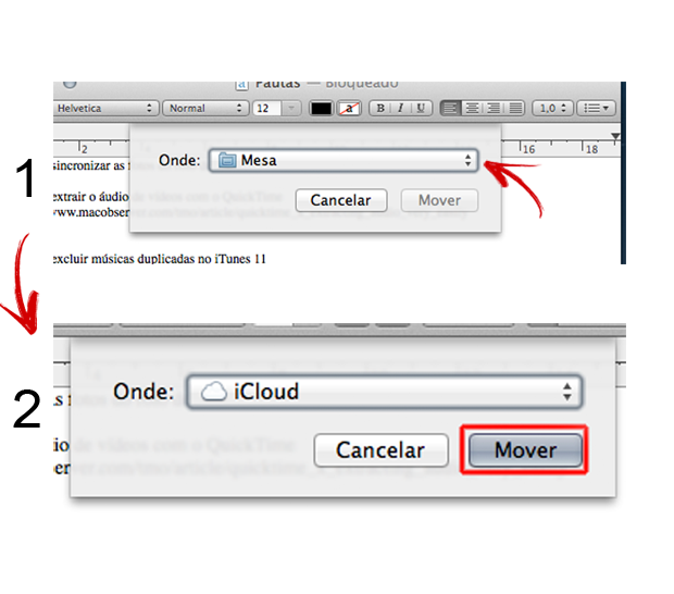 Movendo o arquivo de texto para o iCloud no Mac OS (Foto: Reprodução/Marvin Costa)