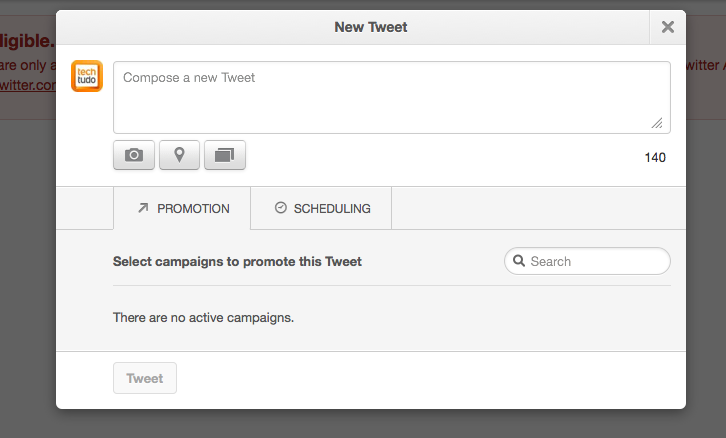 Criando um tuíte agendado na plataforma Twitter Ads (Foto: Reprodução/Twitter)