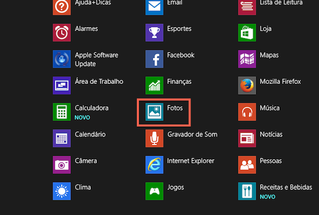 Acessando o aplicativo Fotos do Windows 8.1 (Foto: Reprodução/Marvin Costa)