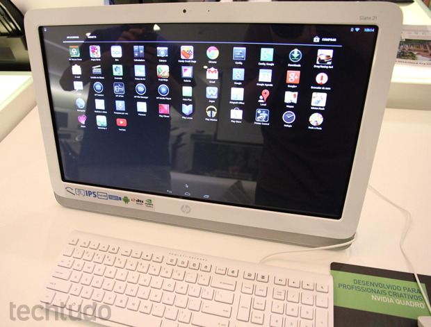 HP Slate 21 traz Android projetado para tablets embarcado em um computador de mesa (Foto: Pedro Cardoso/TechTudo)