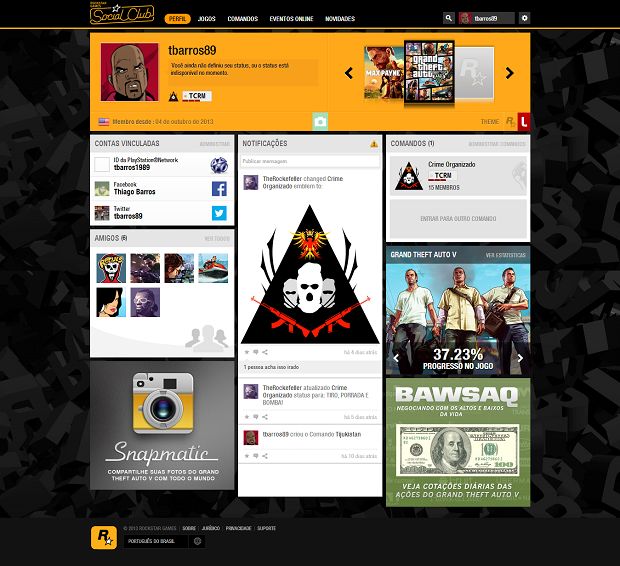 Acesse o perfil na rede social da Rockstar (Foto: Reprodução/Thiago Barros)