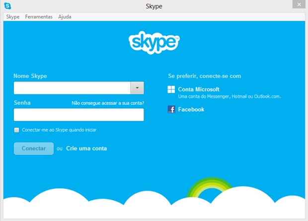 Faça login no Skype com nome de usuário e senha (Foto: Reprodução/Carolina Ribeiro)