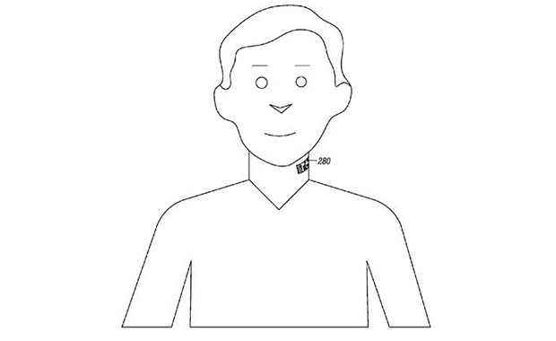Nova patente da Motorola descreve microfone colado no pescoço em forma de adesivo (Foto: Reprodução/Engadget)