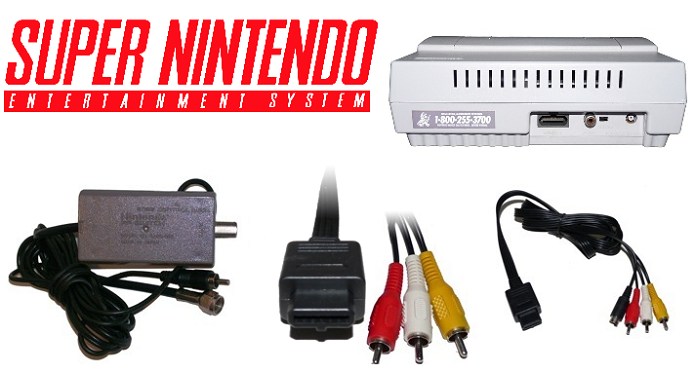 O Super Nintendo tem três formas de conexão possíveis, RF Box, RCA e S-video (Foto: Reprodução / Techtudo)
