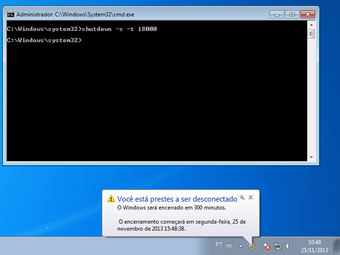 Programando o desligamento do Windows com o shutdown (Foto: Reprodução/Edivaldo Brito)