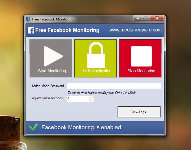 Use o botão Start Monitoring para iniciar o monitoramento das atividades no Facebook (Foto: Reprodução/Marcela Vaz)