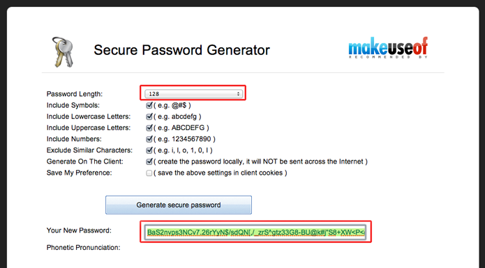 generate secure password