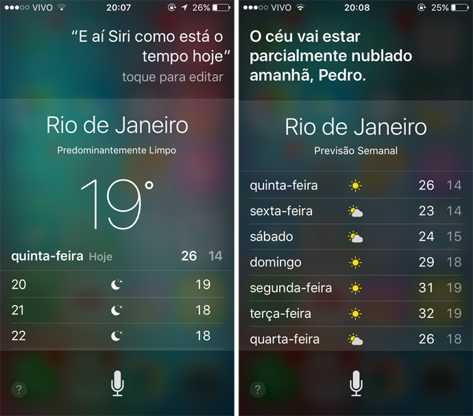Use a Siri para saber sobre o clima rapidamente (Foto: Reprodução)