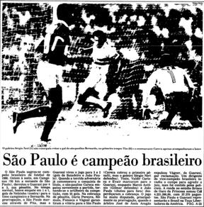 Folha de São Paulo: São Paulo bicampeão brasileiro em 1986 (Foto: Reprodução)