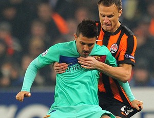 David Villa na partida do Barcelona contra o Shakhtar (Foto: AFP)