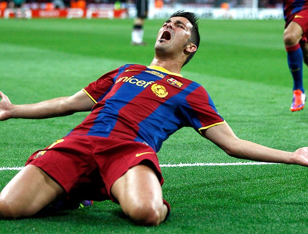 villa barcelona gol manchester united liga dos campeões (Foto: agência Reuters)
