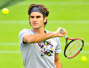 Roger Federer treina em Wimbledon