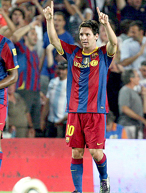 Messi comemora gol do Barcelona contra o Sevilla