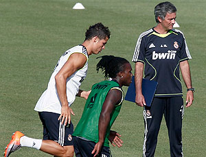 José Mourinho e Cristiano Ronaldo no treino do Real Madrid 