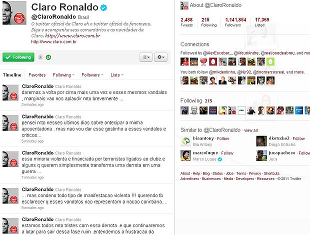 twitter Ronaldo sobre o protesto (Foto: Reprodução / Twitter)