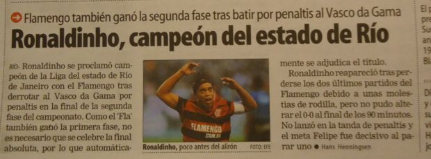 Jornais espanhóis destacam título do Flamengo de Ronaldinho (Foto: Thiago Dias/Globoesporte.com)