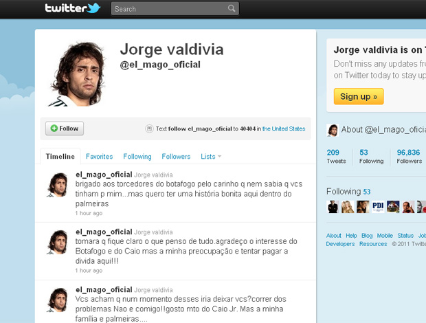 Twitter Valdivia (Foto: Reprodução)