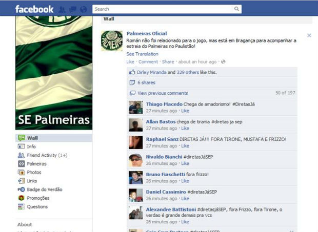 Torcedores do Palmeiras fazem protesto na internet por eleições diretas no clube (Foto: reprodução)