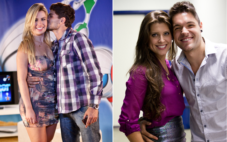 Alegria de casais: André beija Fernanda; Andressa e Nasser sorriem abraçados