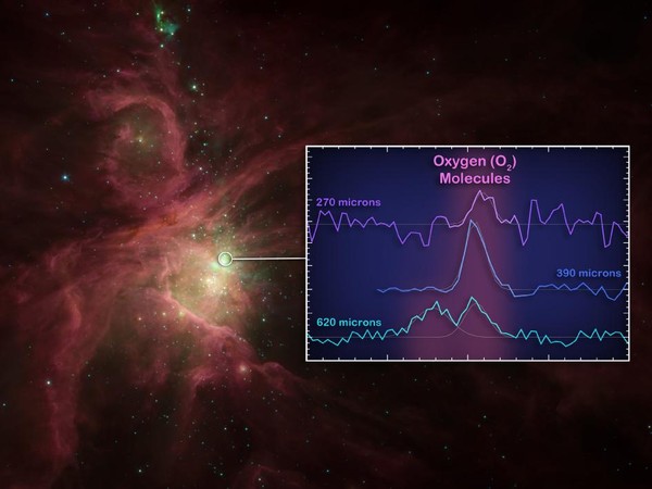 Gráfico ilustra onde os astrônomos encontraram as moléculas no espaço, na formação de estrelas Órion (Foto: JPL-Caltech/ESA/Nasa)