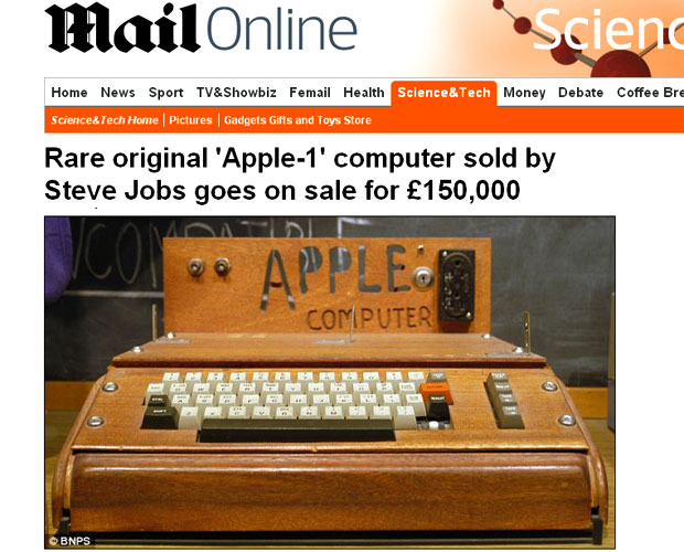 Primeiro computador comercializado pela Apple em 1976 vai a leilão