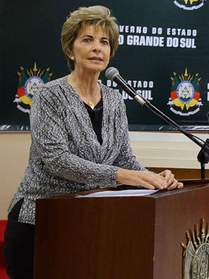Governadora do Rio Grande do Sul, Yeda Crusius, em evento no auditório do Centro Administrativo Fernando Ferrari (Caff).