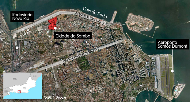Mapa da cidade do samba (Foto: Arte G1)