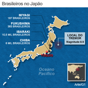mapa brasileiros japão (Foto: Editoria de Arte/G1)