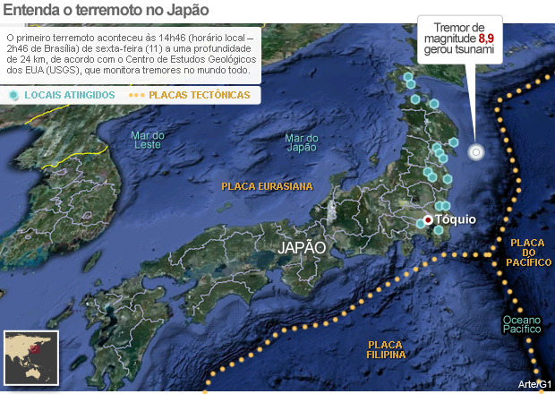 Saiba como aconteceu
 o terremoto no Japão ( )