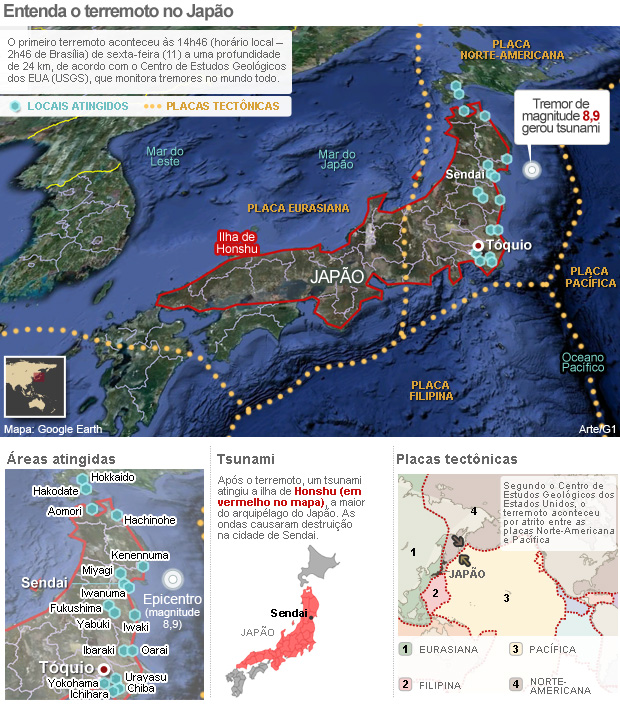 Entenda o terremoto no Japão (Foto: Arte/G1)
