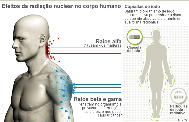 Efeitos da radiação nuclear sobre a saúde humana (Foto: Arte/G1)