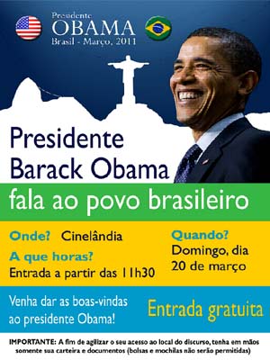 Flyer Obama no Rio (Foto: Divulgação / Consulado Americano)