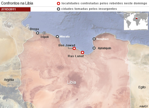 Mapa Líbia (Foto: Arte/G1)