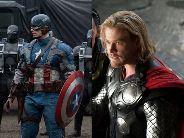 Cenas dos filmes 'Capitão América - o primeiro vingador' e 'Thor', ambos com sequências confirmadas (Foto: Divulgação)