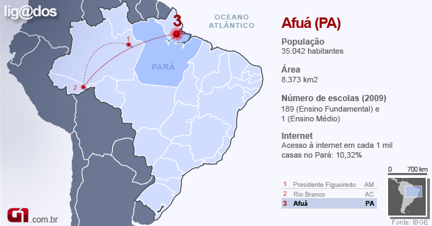 Afuá - mapa lig@dos (Foto: Editoria de Arte/G1)
